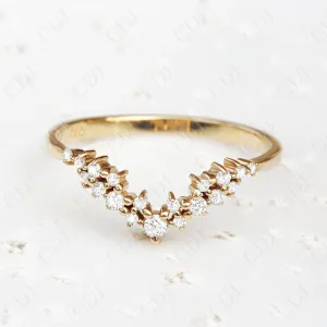 0.15CTW Cluster Diamond Chevron Nesting Wedding Ring