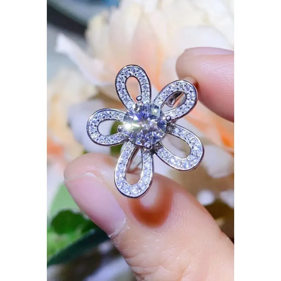 1 Carat Moissanite Flower-Shape Open Ring