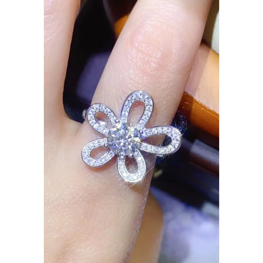 1 Carat Moissanite Flower-Shape Open Ring