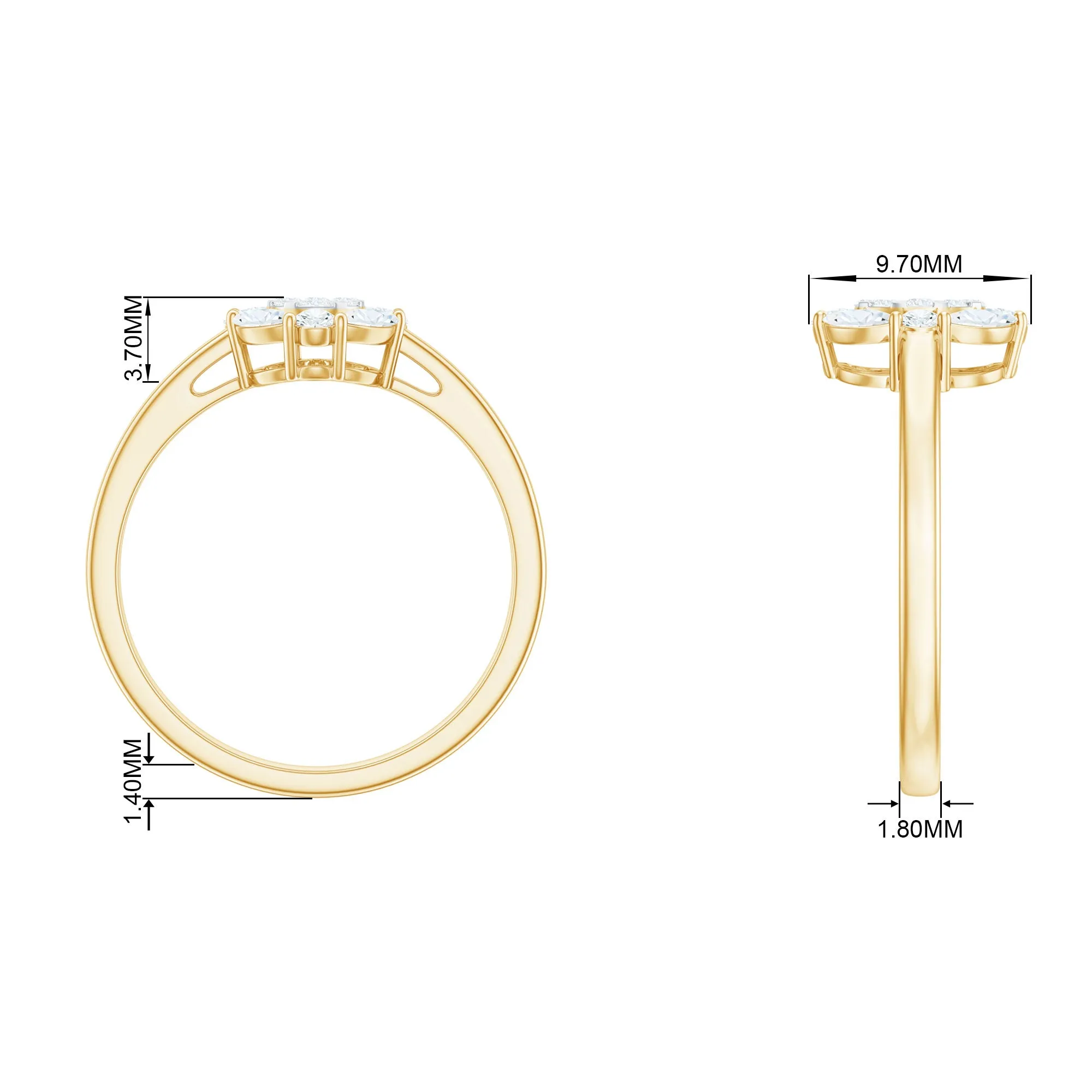 1 CT Cubic Zirconia Cocktail Engagement Ring in Gold