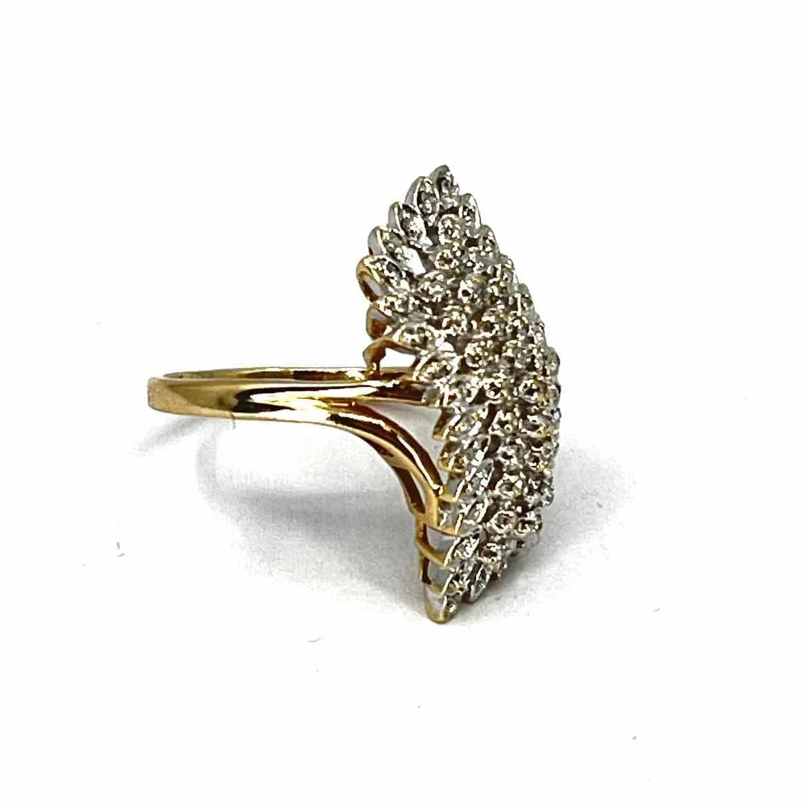 10K Yellow Gold Clear Diamond Women's Coctail Rings 7.5 Ring