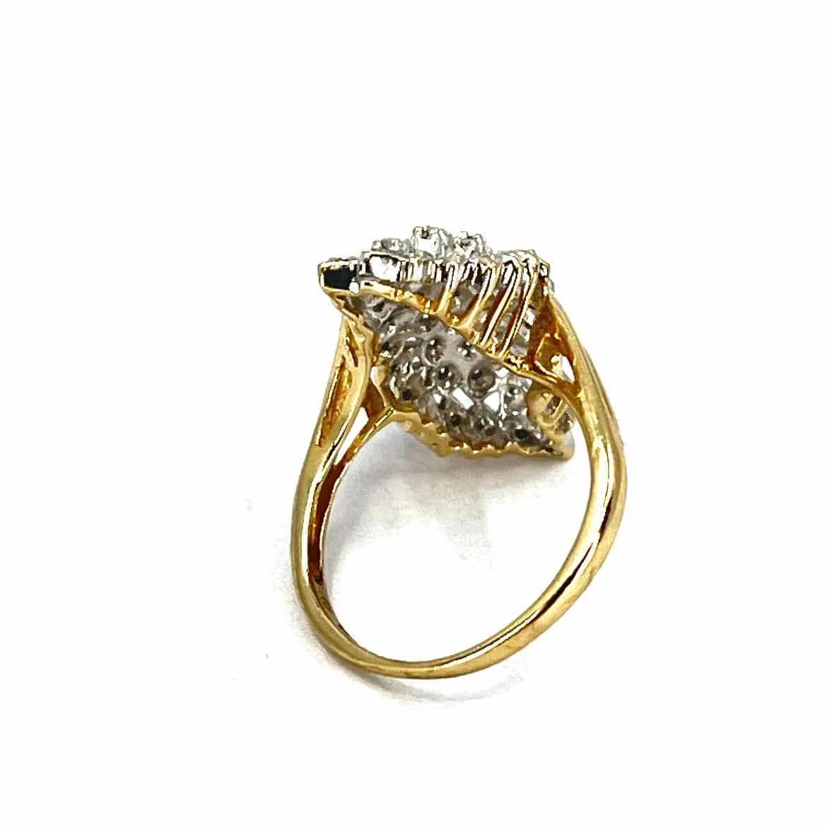 10K Yellow Gold Clear Diamond Women's Coctail Rings 7.5 Ring