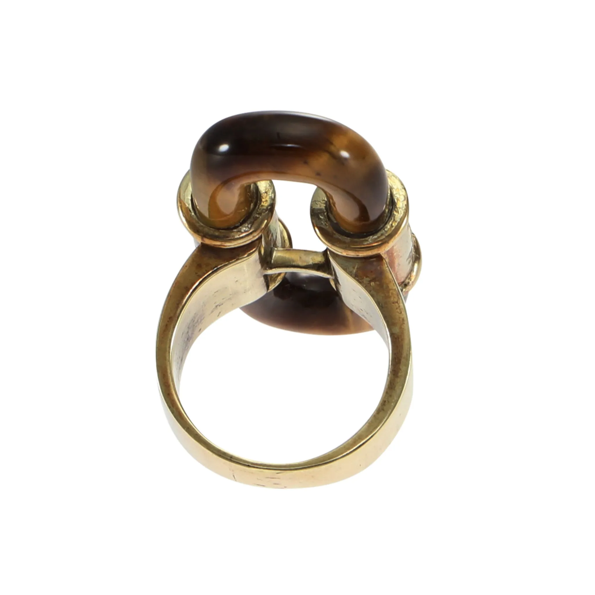 1.20CTW Tigers Eye Diamond Large Cocktail Modernist Ring 18k Yellow Gold