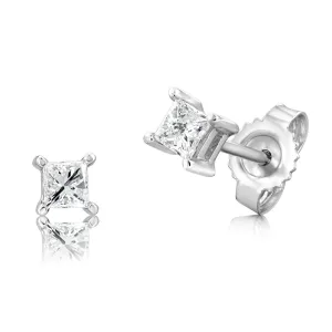 1/4 Carat Diamond Solitaire Earrings in Sterling Silver