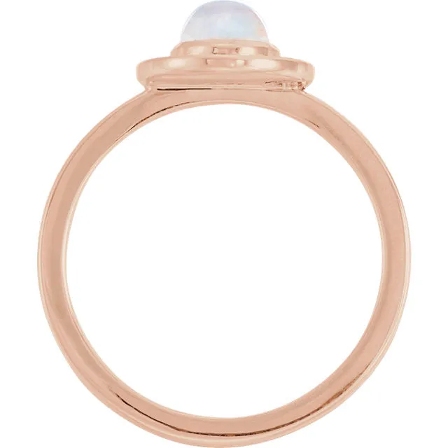 14k Gold Oval Rainbow Moonstone Diamond Halo Ring - White, Yellow or Rose or Platinum