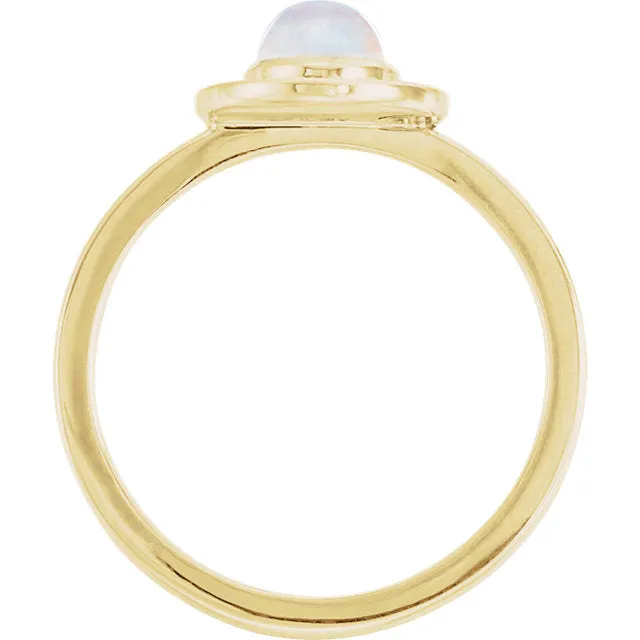 14k Gold Oval Rainbow Moonstone Diamond Halo Ring - White, Yellow or Rose or Platinum