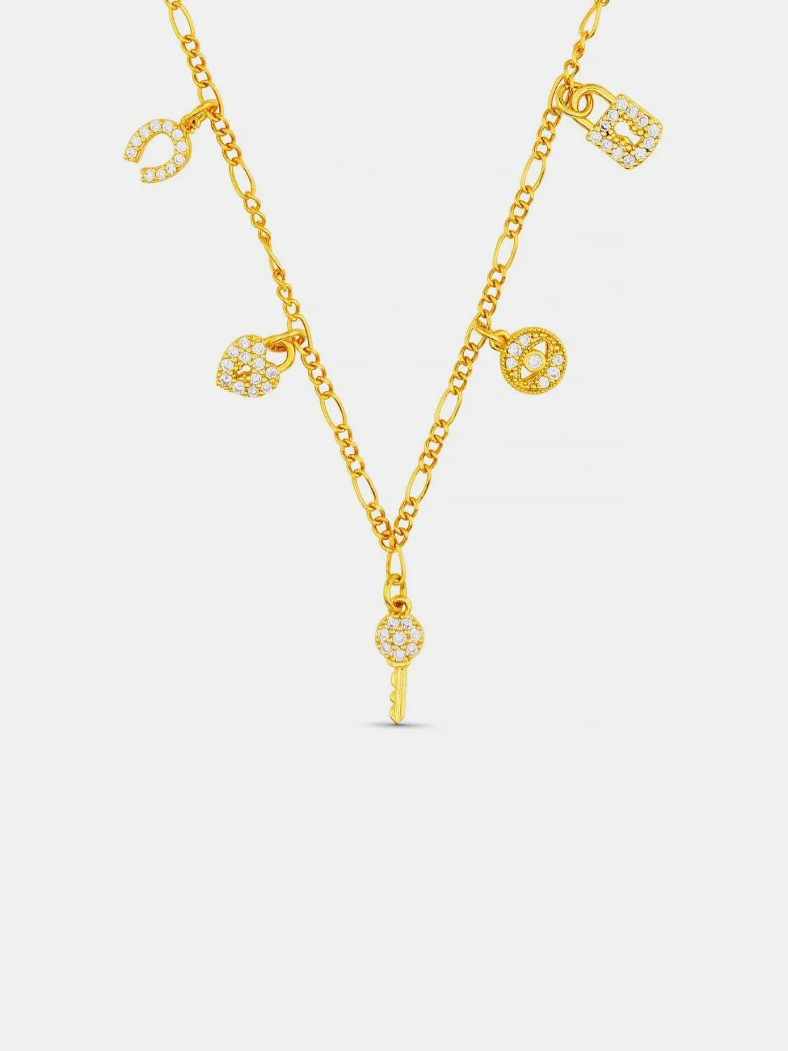 14K Gold-Plated Copper Zircon Pendant Necklace