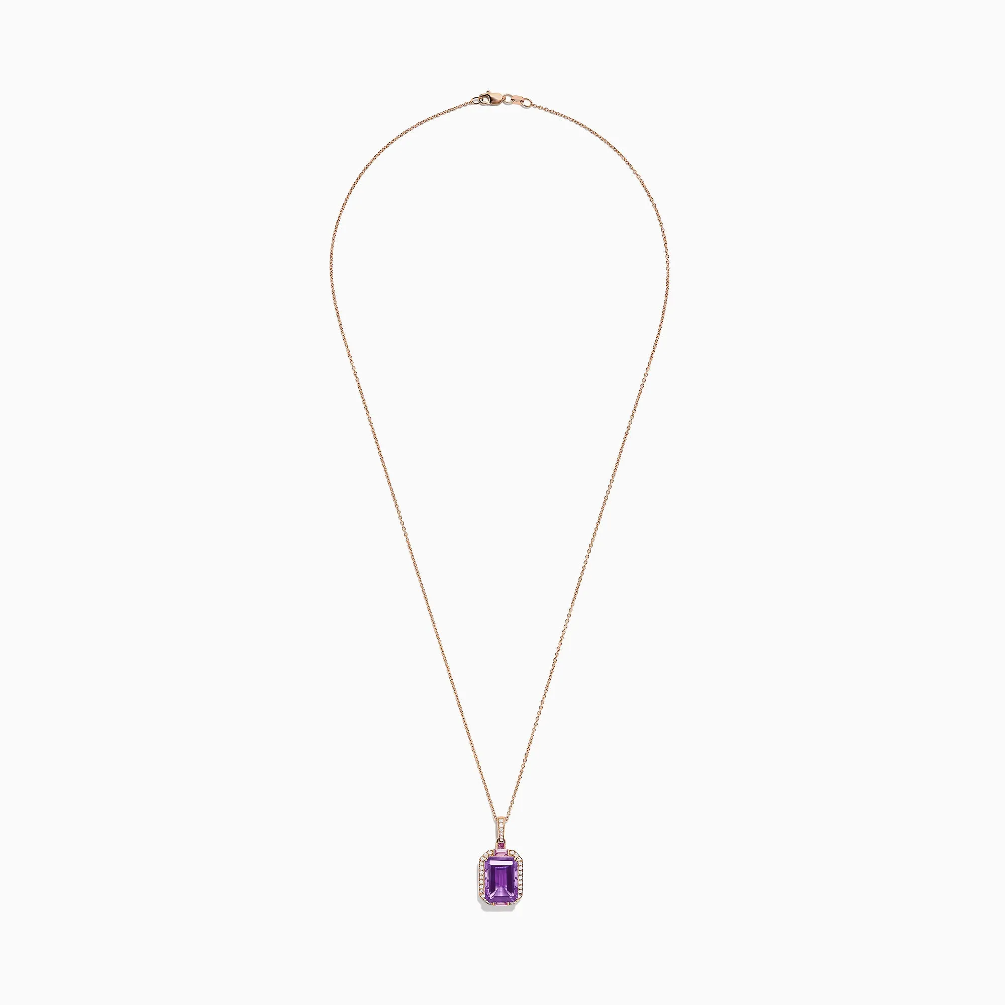 14K Rose Gold Amethyst, Pink Sapphire and Diamond Pendant, 8.08 TCW