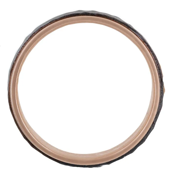 14K Rose Gold Mens Wedding Band Hammered White Gold Center