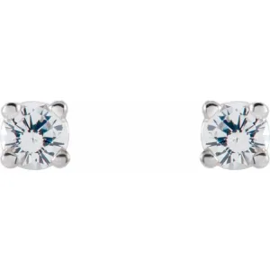 14K White 2.5 mm Natural White Sapphire Stud Earrings with Friction Post