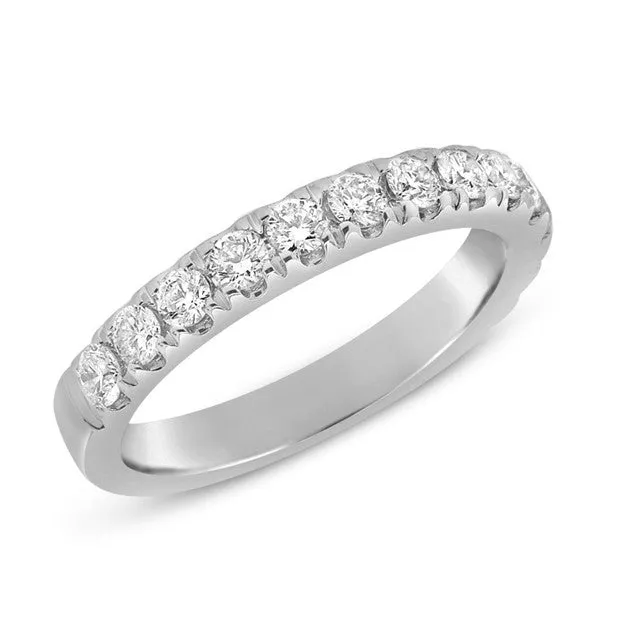 14K White Gold 0.52Ct Diamond Wedding Band with 15 Diamonds