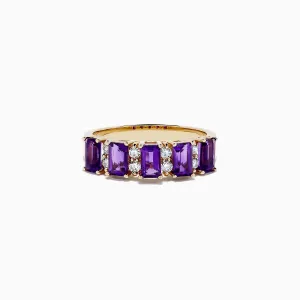 14K Yellow Gold Amethyst and Diamond Ring, 1.14 TCW