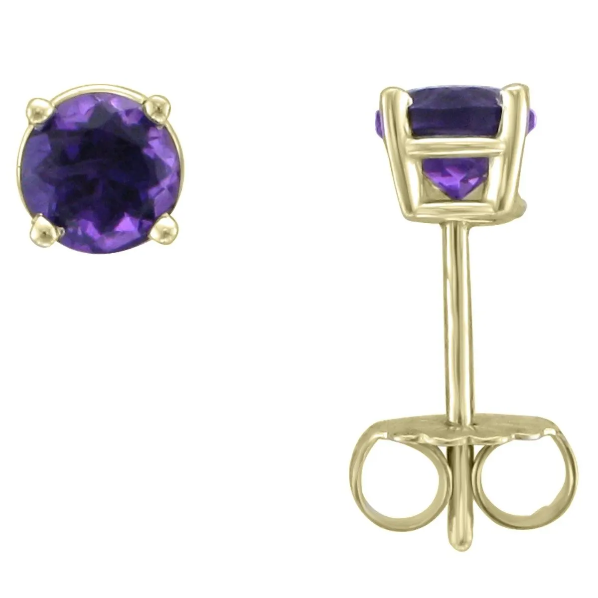 14KT GOLD 0.80 CTW ROUND AMETHYST EARRINGS