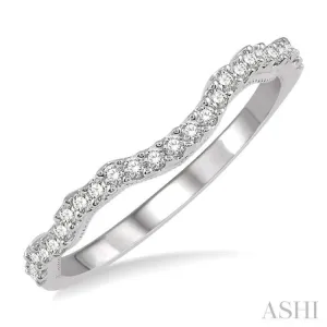 1/5 ctw Curvy Round Cut Diamond Wedding Band in 14K White Gold