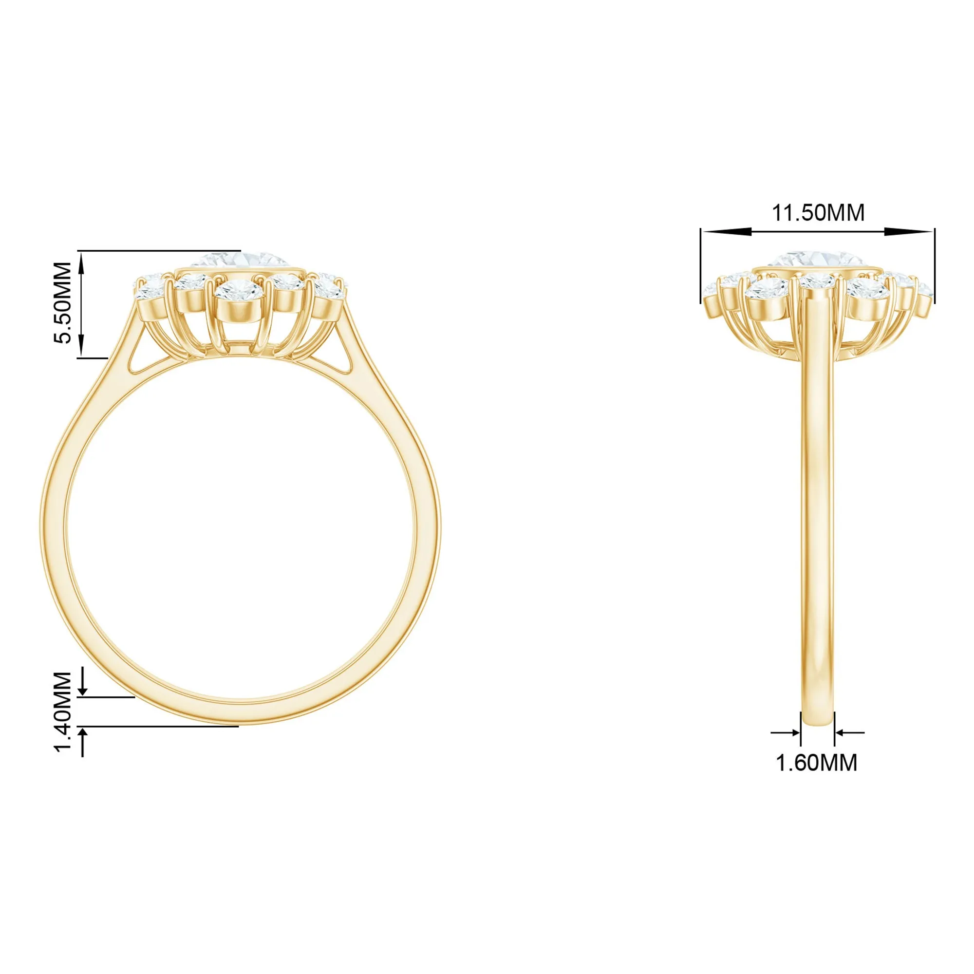 1.50 CT Bezel Set Zircon Statement Halo Engagement Ring