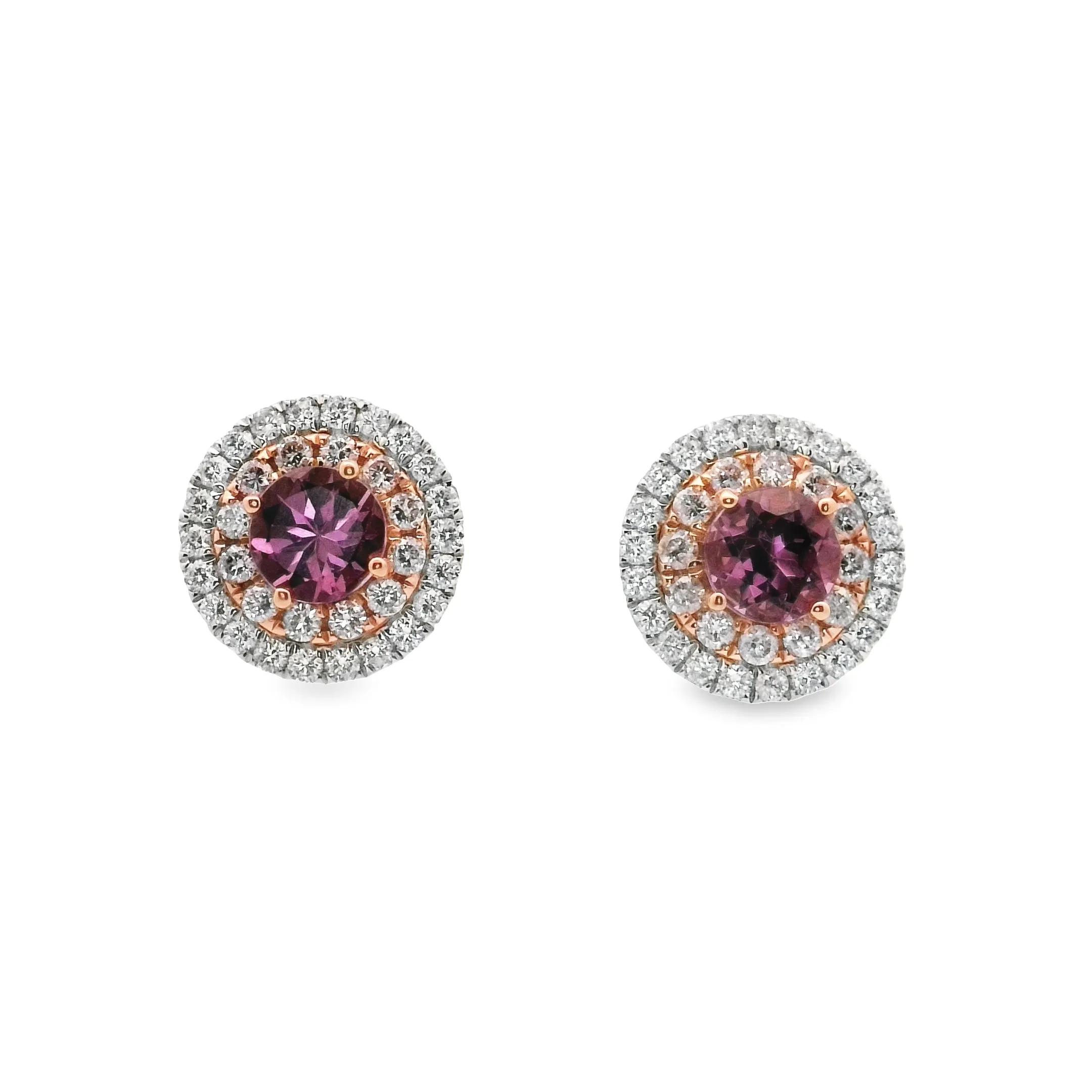 18 Karat Two Tone Garnets Gemstone Earrings