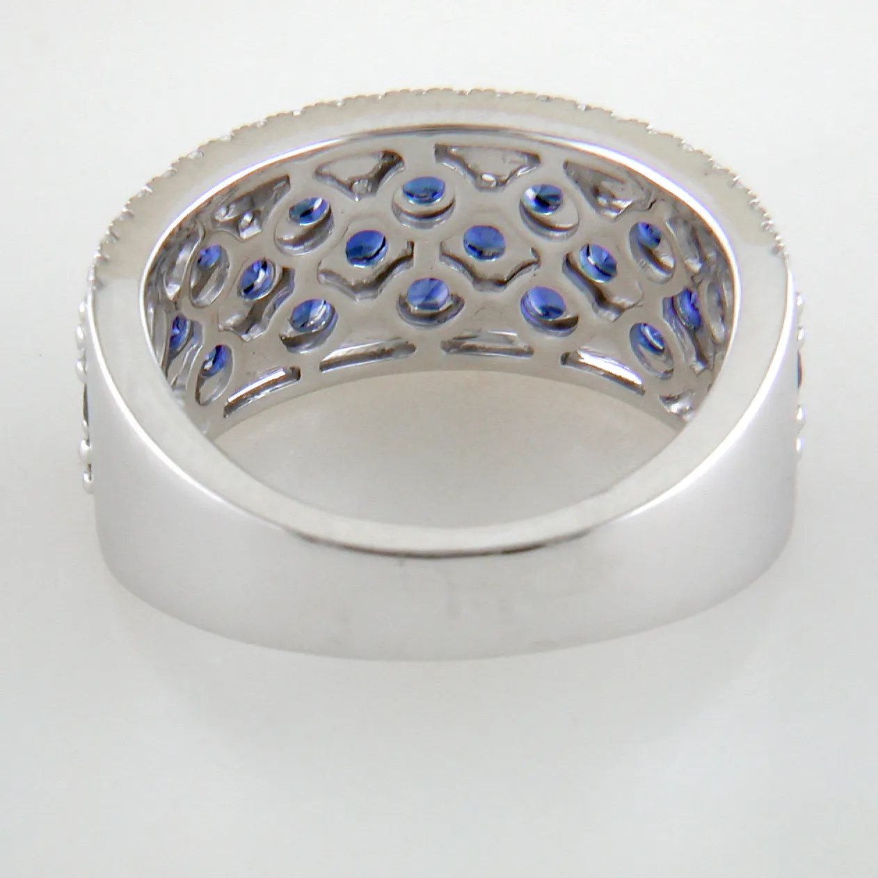 18k White Gold Sapphire & Diamond Wide Right Hand Cocktail Ring