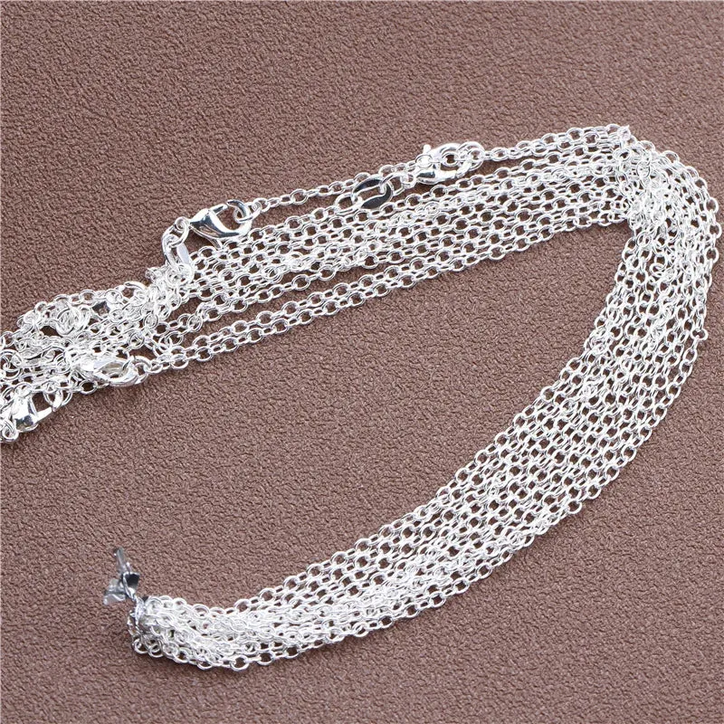 1pcs 925 Sterling Silver 16-30 Inches Rolo Bead Figaro Chain Necklace for Men Women 9 Designs Fashion Jewelry