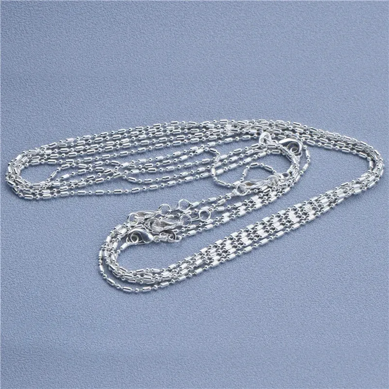 1pcs 925 Sterling Silver 16-30 Inches Rolo Bead Figaro Chain Necklace for Men Women 9 Designs Fashion Jewelry