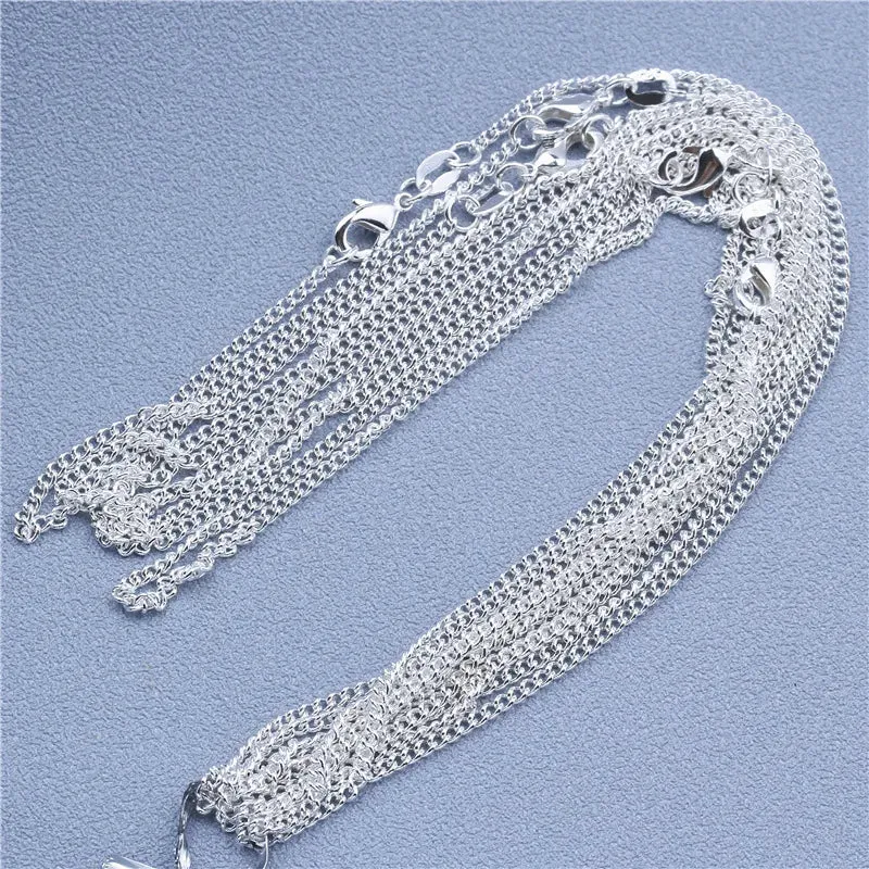 1pcs 925 Sterling Silver 16-30 Inches Rolo Bead Figaro Chain Necklace for Men Women 9 Designs Fashion Jewelry