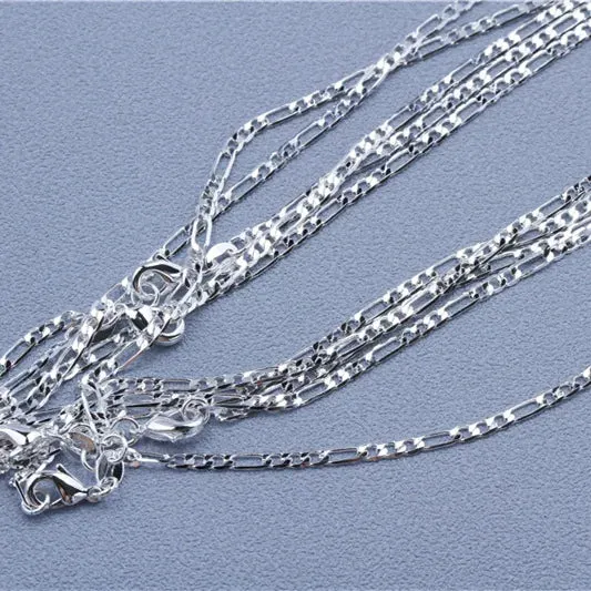 1pcs 925 Sterling Silver 16-30 Inches Rolo Bead Figaro Chain Necklace for Men Women 9 Designs Fashion Jewelry