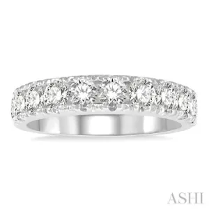 2 ctw 11 Stone Round Cut Diamond Wedding Band in 14K White Gold