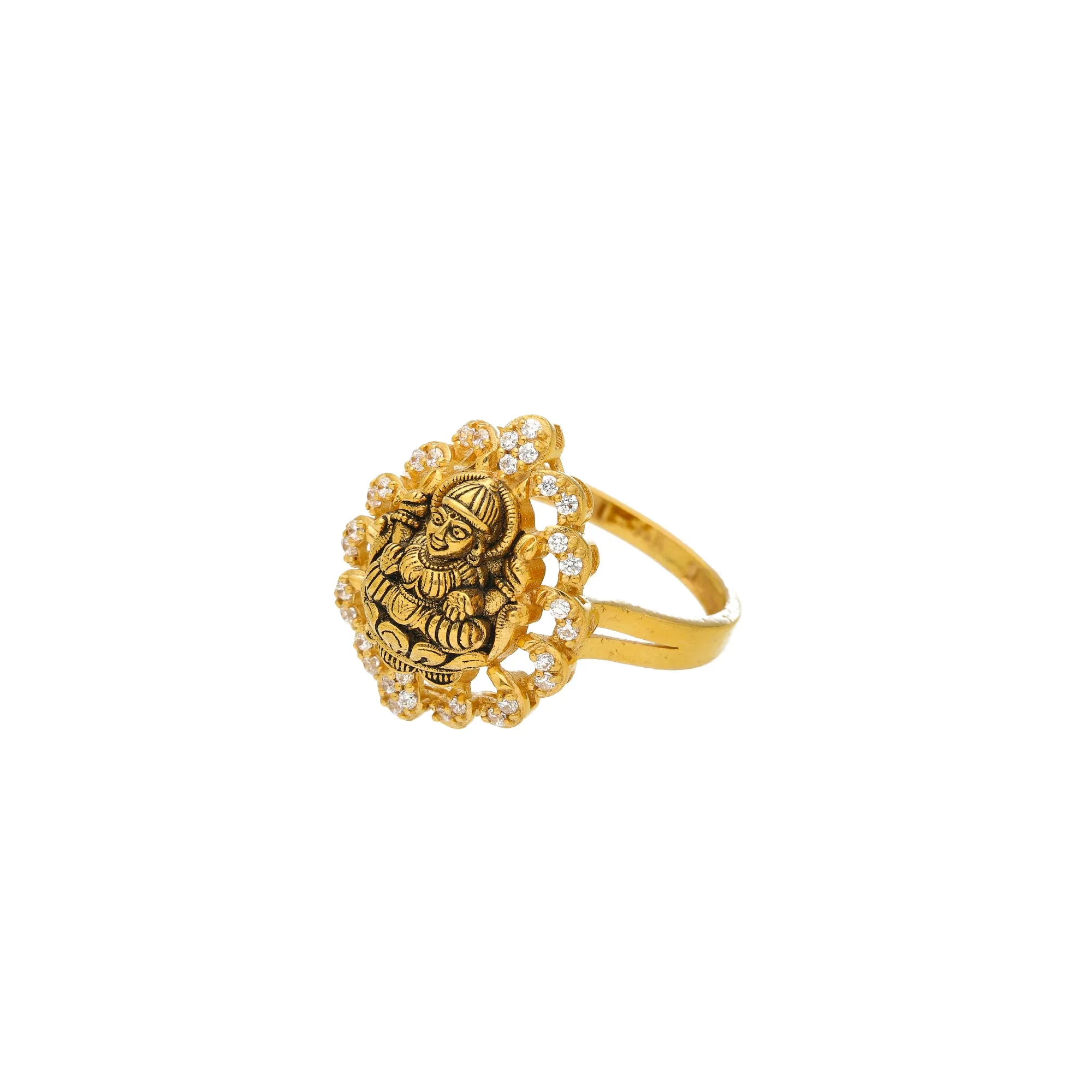 22K Antique Yellow Gold & CZ Cocktail Ring (5.6 grams)