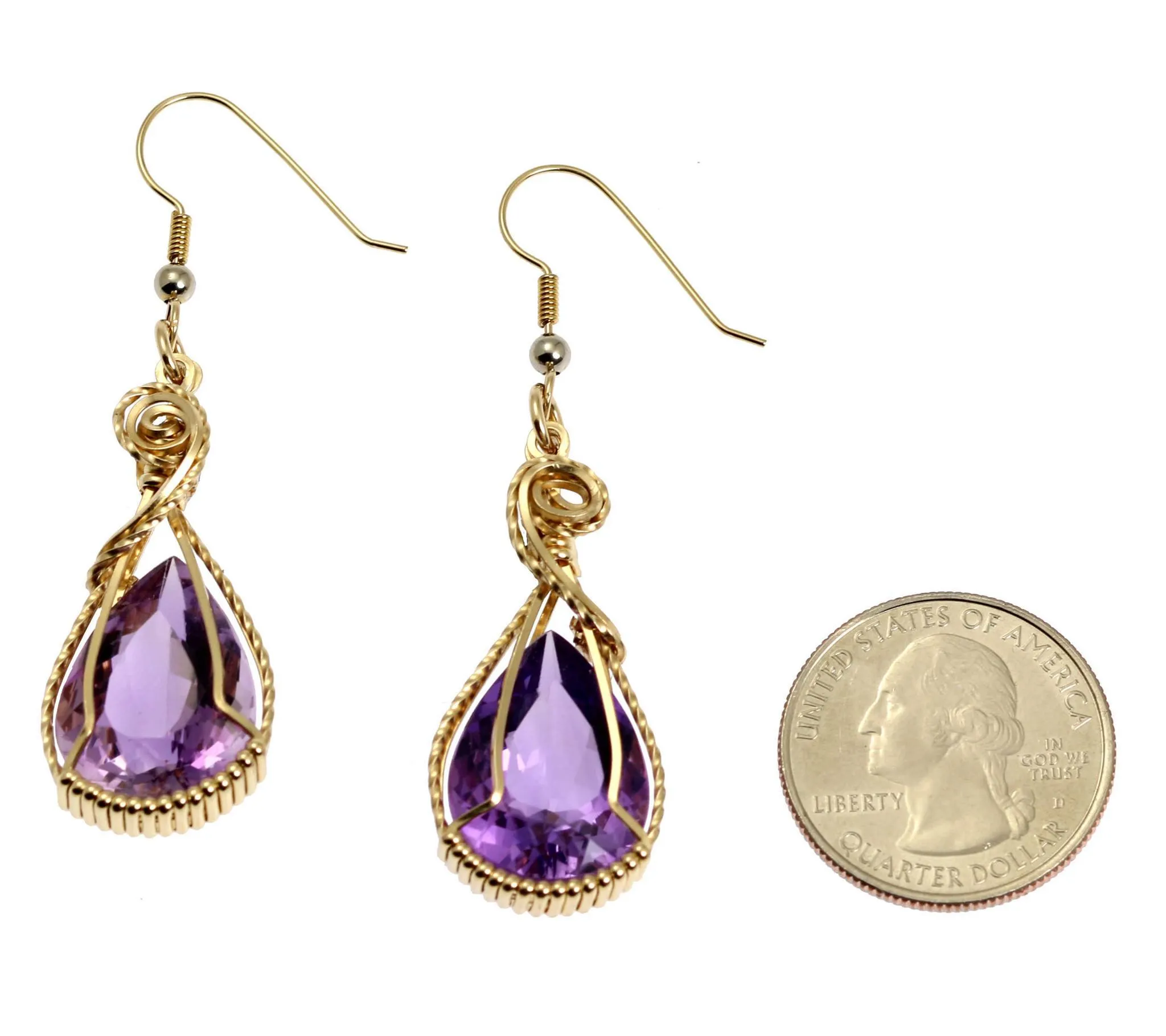 24 CT Amethyst 14K Gold-filled Wire Wrapped Earrings