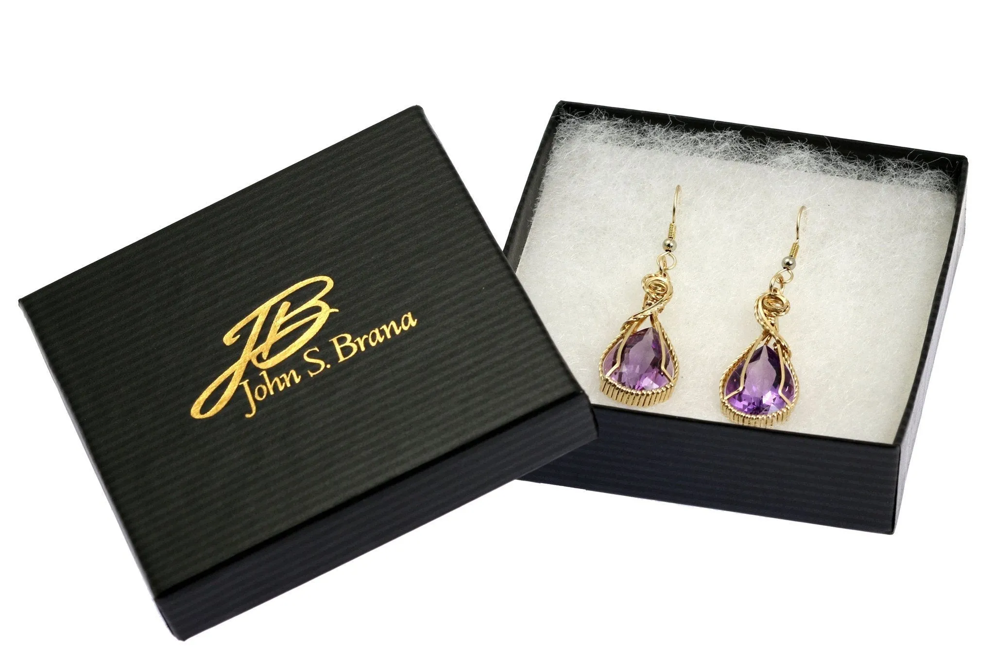 24 CT Amethyst 14K Gold-filled Wire Wrapped Earrings