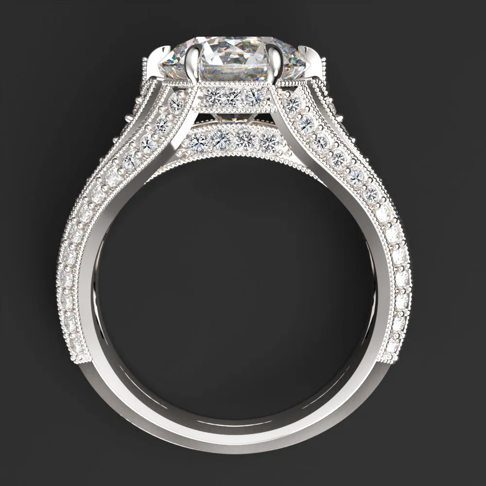 3 CARAT DIAMOND COCKTAIL RING BIG NATURAL ROUND BRILLIANT CUT PAVE WHITE GOLD