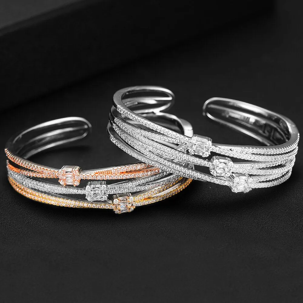 3 ROWS In 1 New Luxury Stackable Bangle Cuff