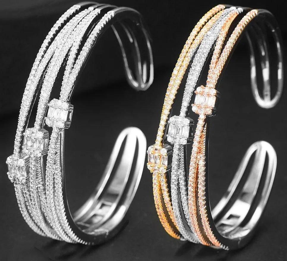 3 ROWS In 1 New Luxury Stackable Bangle Cuff