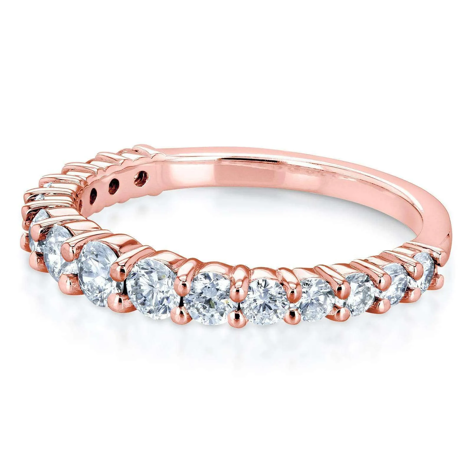 3/4 Carat TDW Graduated Diamond Wedding Band in 14k Rose Gold