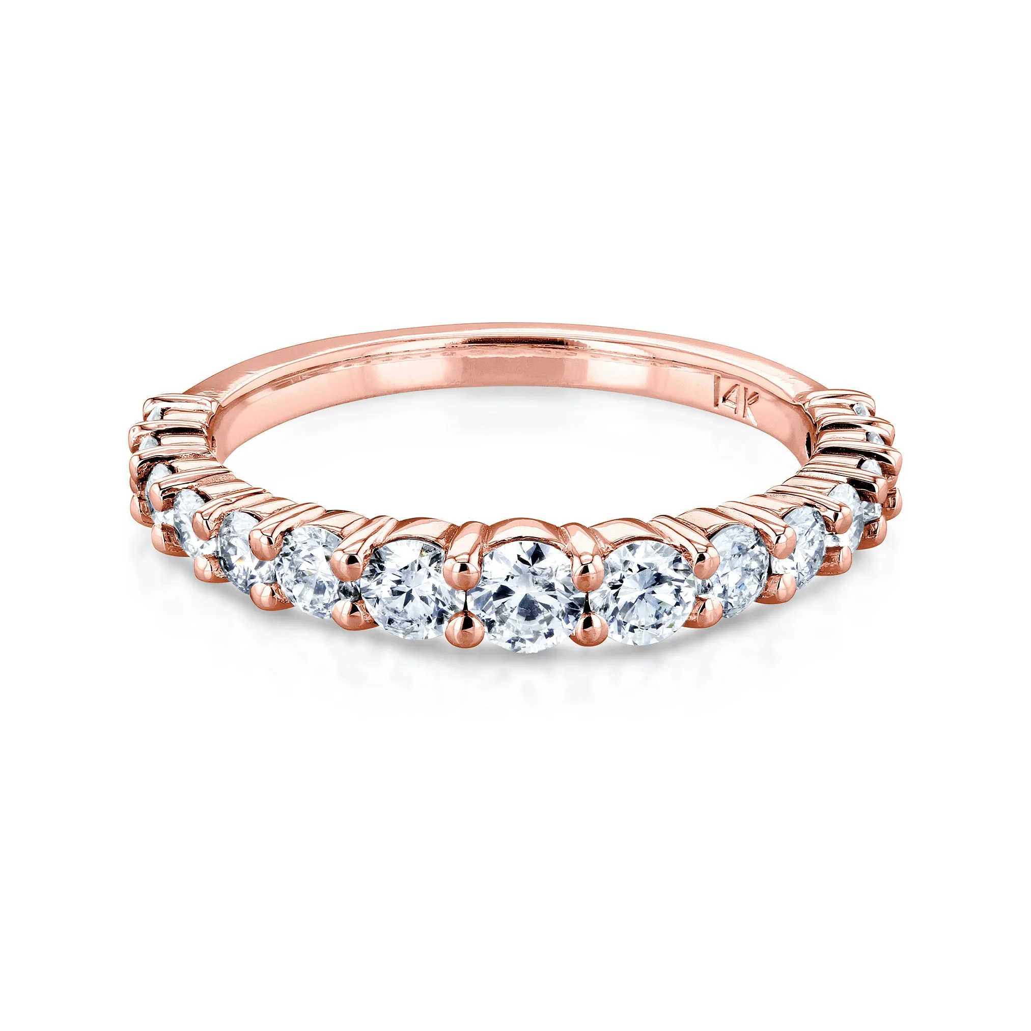 3/4 Carat TDW Graduated Diamond Wedding Band in 14k Rose Gold