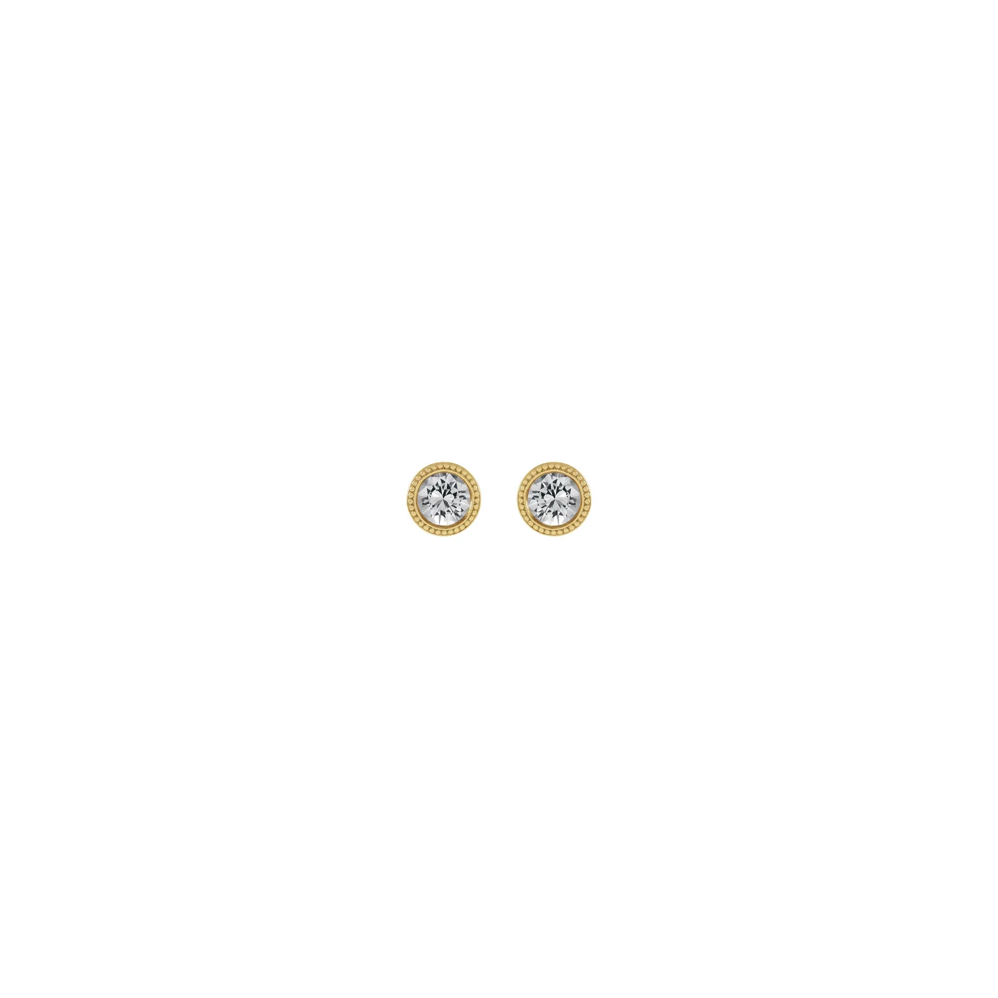 4 mm Round White Sapphire Beaded Halo Stud Earrings