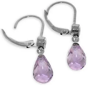 4.53 Carat 14K Solid White Gold Rare Findings Amethyst Diamond Earrings