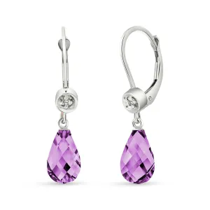 4.53 Carat 14K Solid White Gold Rare Findings Amethyst Diamond Earrings