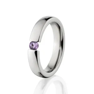 4mm Rings, Amethyst Ring, Tension Set Amethyst ring