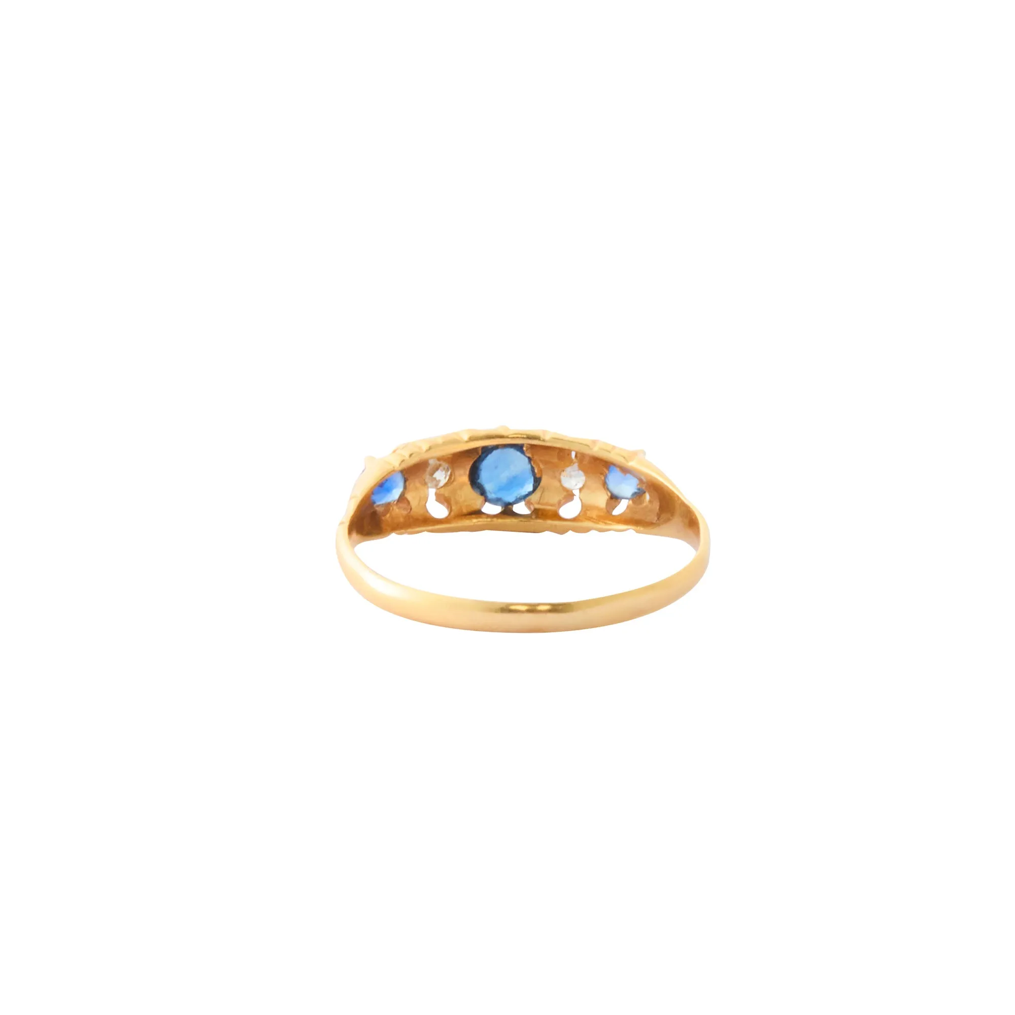 5 Stone Ring - Blue Sapphire and Diamond