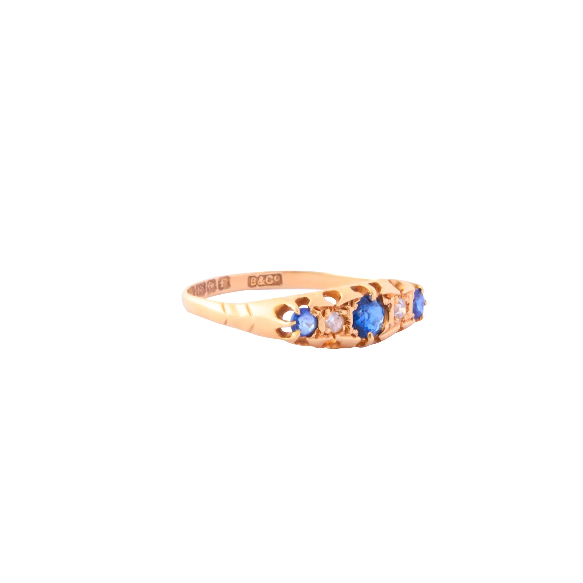 5 Stone Ring - Blue Sapphire and Diamond