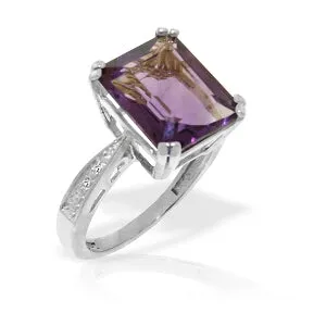 5.62 Carat 14K Solid White Gold Ring Natural Diamond Amethyst