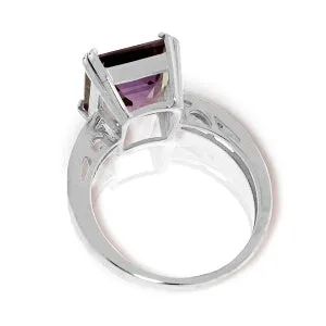 5.62 Carat 14K Solid White Gold Ring Natural Diamond Amethyst