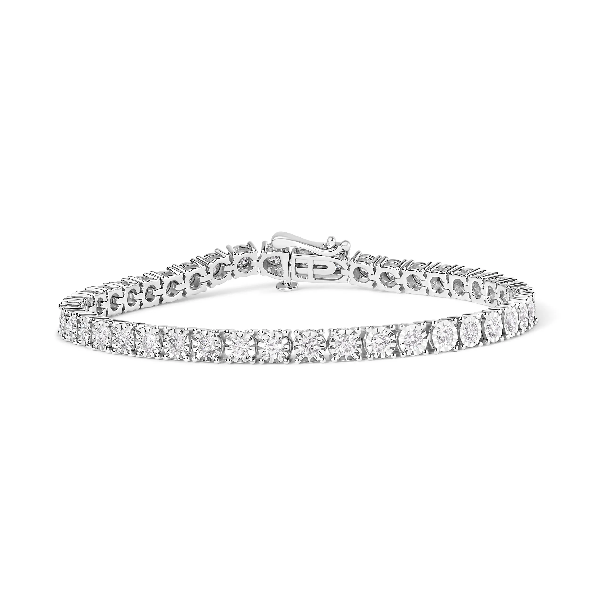 .925 Sterling Silver 3.0 Cttw Diamond Illusion-Set Miracle Plate Tennis Bracelet