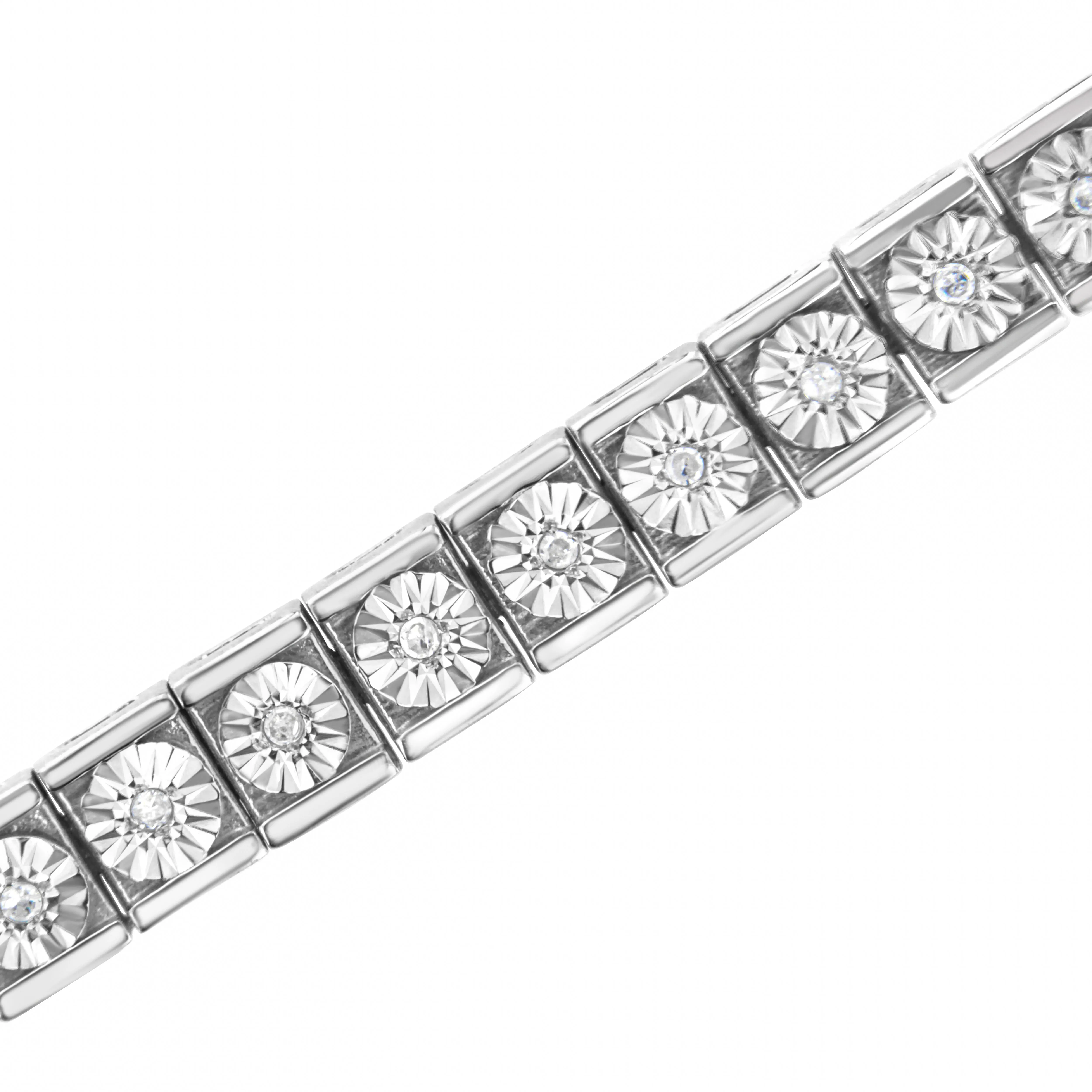 .925 Sterling Silver Miracle Set Diamond Accent Classic Tennis Bracelet