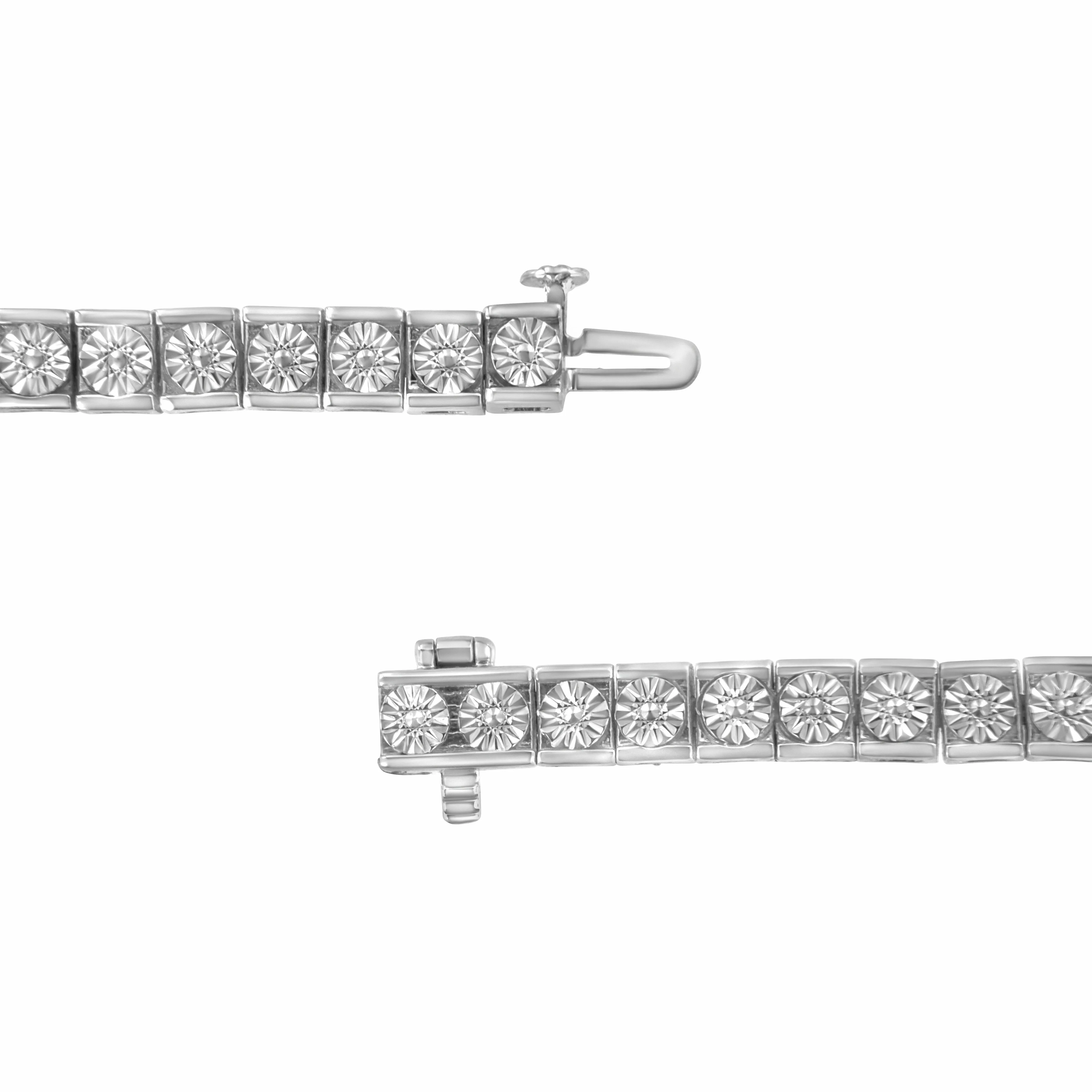 .925 Sterling Silver Miracle Set Diamond Accent Classic Tennis Bracelet