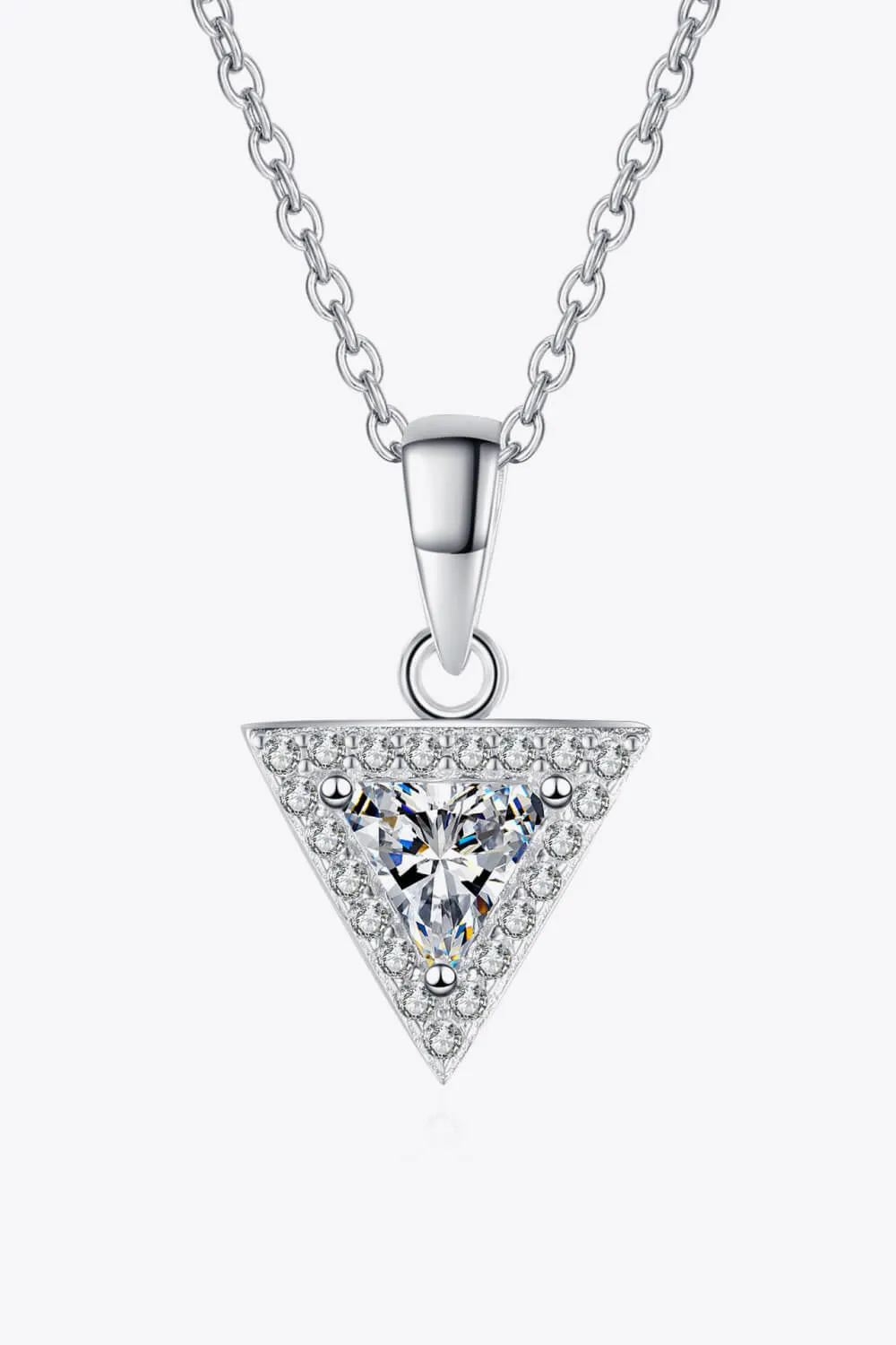 925 Sterling Silver Triangle Moissanite Pendant Necklace