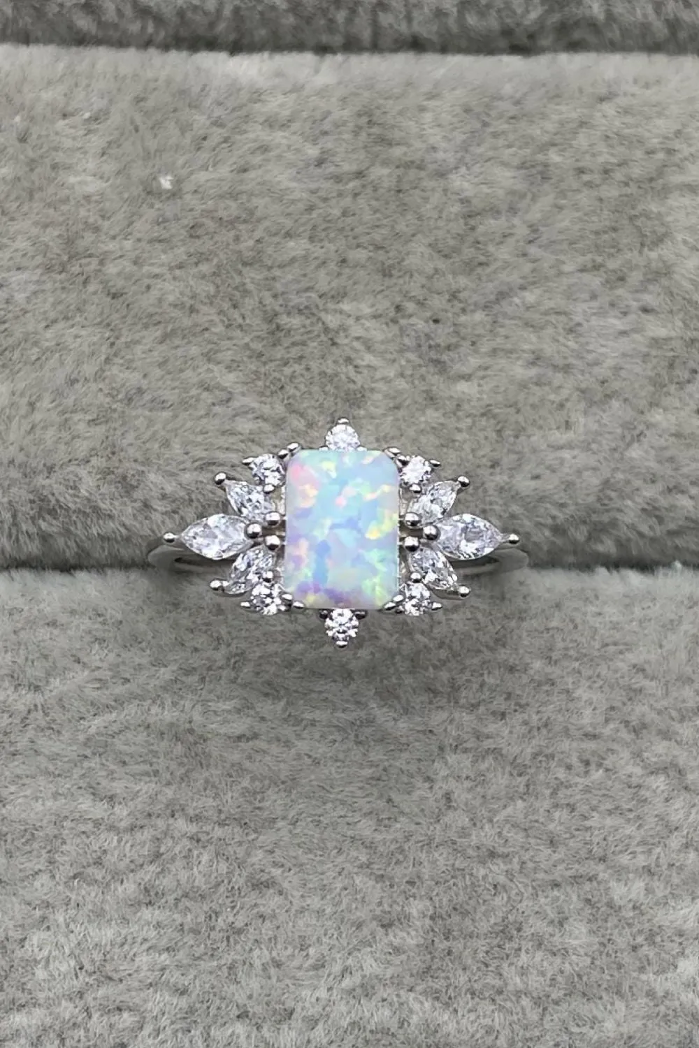 925 Sterling Silver Zircon and Opal Ring