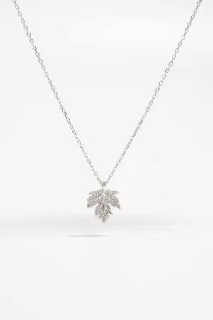 925 Sterling Silver Zircon Maple Leaf Necklace