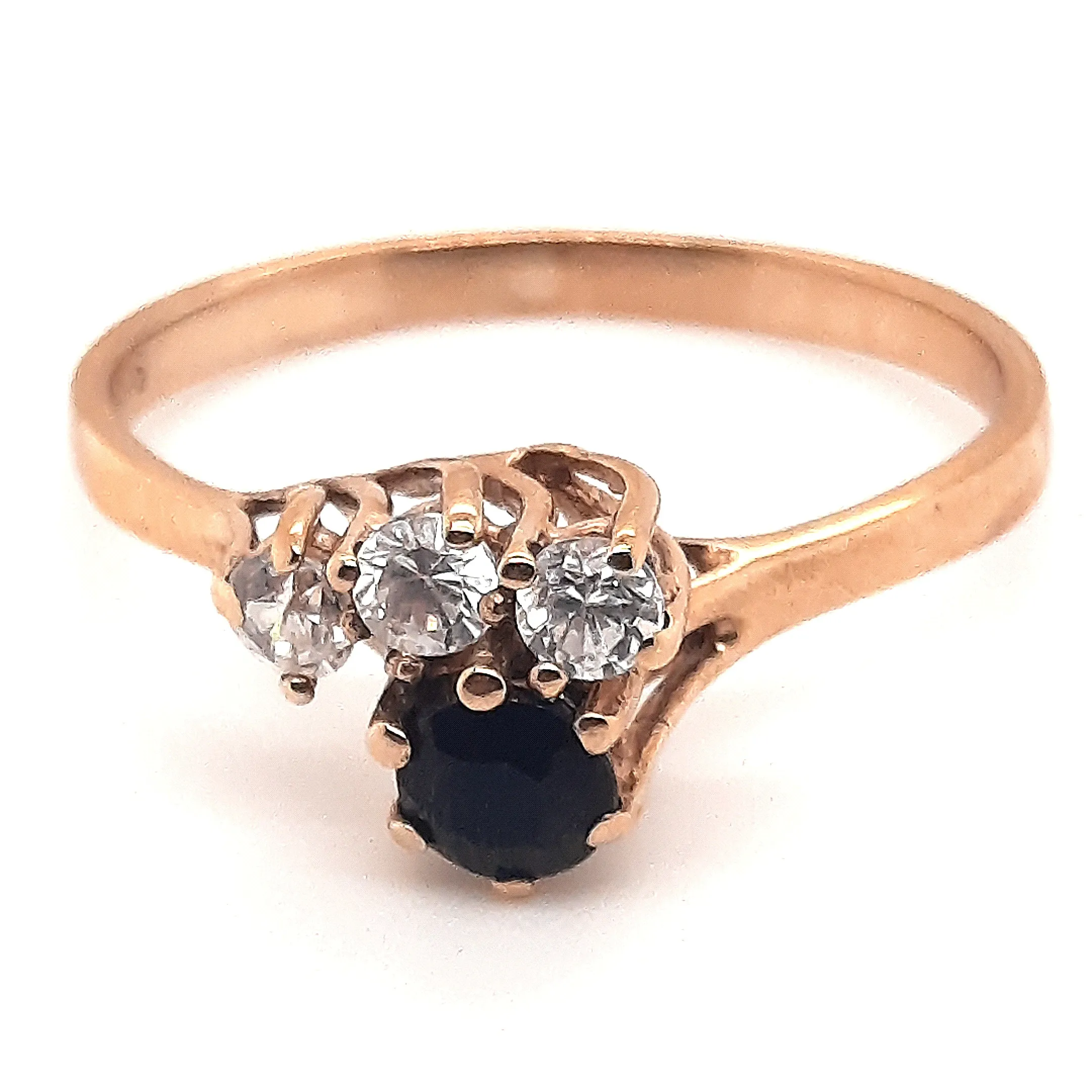 9ct Yellow Gold Sapphire & Cubic Zirconia Ring