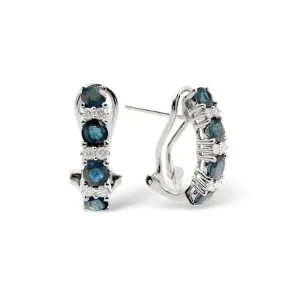 Acotis Diamonds 9K White Gold 0.16ct Diamond 1.45ct Sapphire Earrings F2097